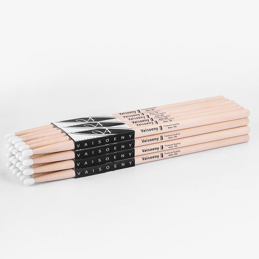 Vaisoeny Drum Sticks, 5A 7A 5B 2B Maple Wood Drumsticks with Teardrop Nylon Tip (12 Pairs)