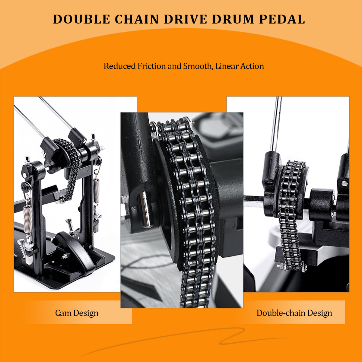 Vaisoeny Doppelpedal für Bassdrum, Doppelkette (V-SC-SZ11)