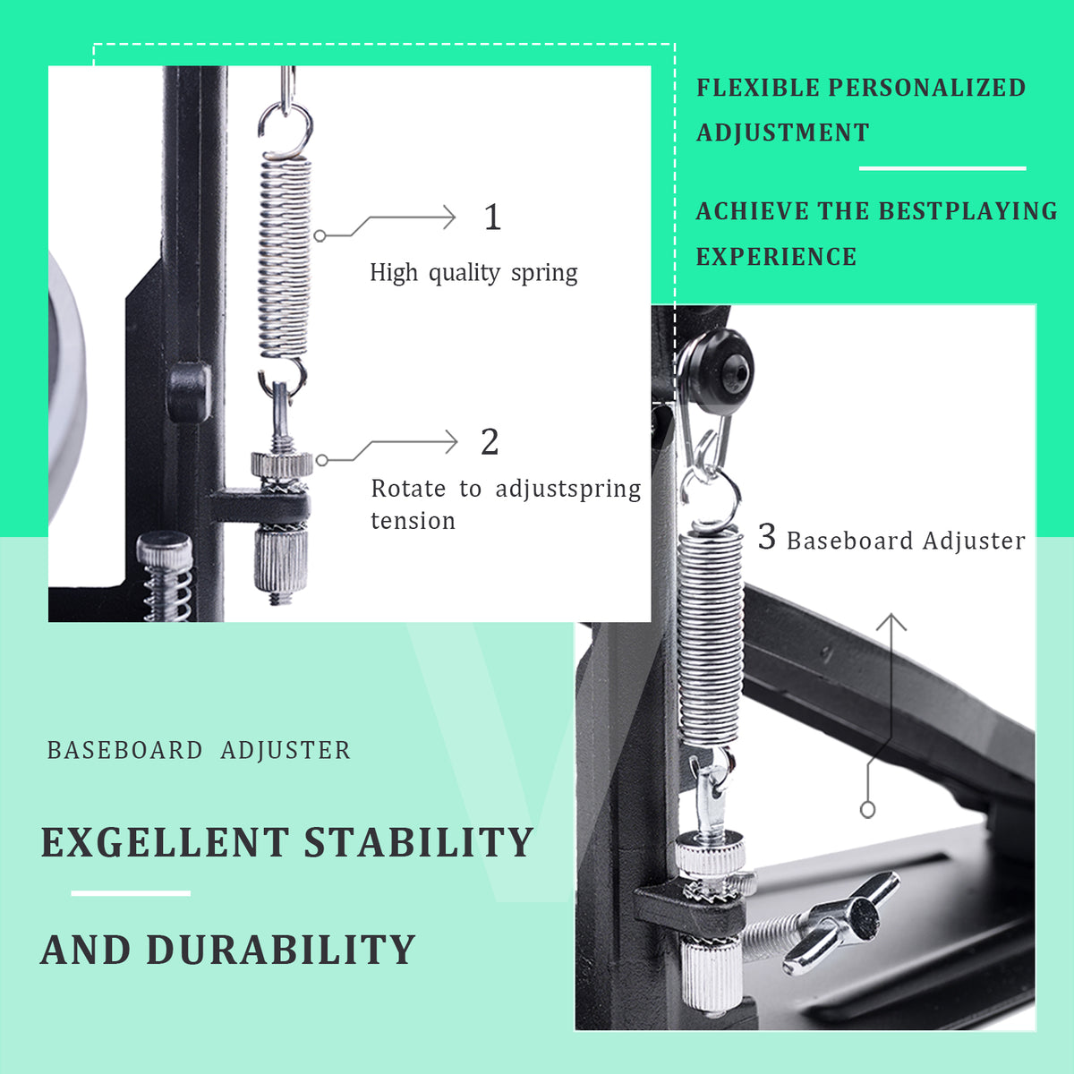 Vaisoeny Double Bass Drum Pedal, Double Chain Kick Drum Pedal (V-SC-HT12)