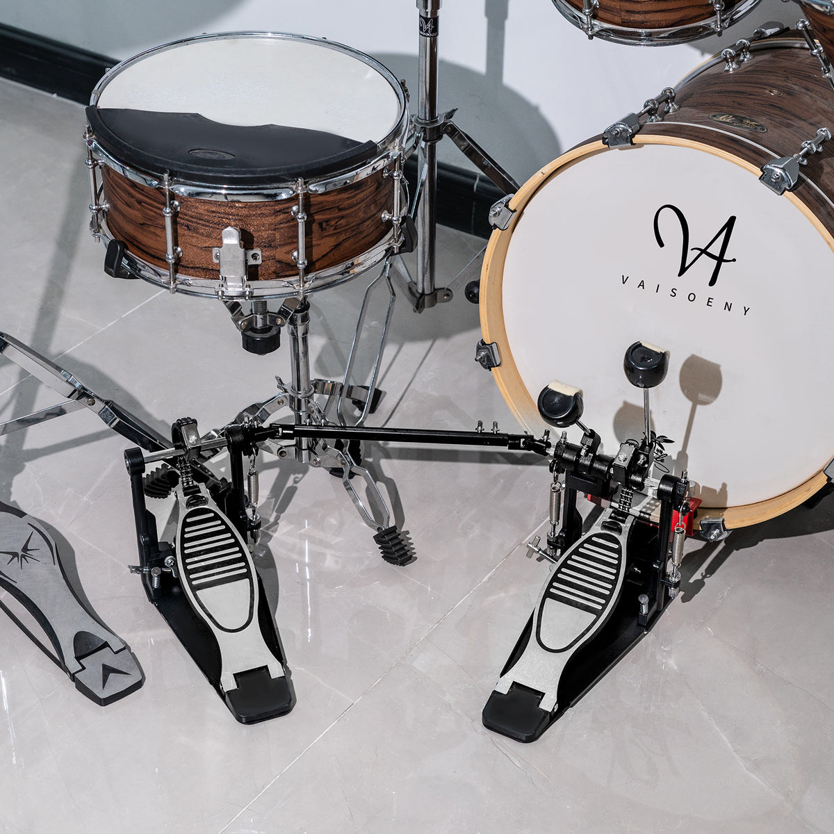 Vaisoeny Double Bass Drum Pedal, Double Chain Kick Drum Pedal (V-SC-HT12)