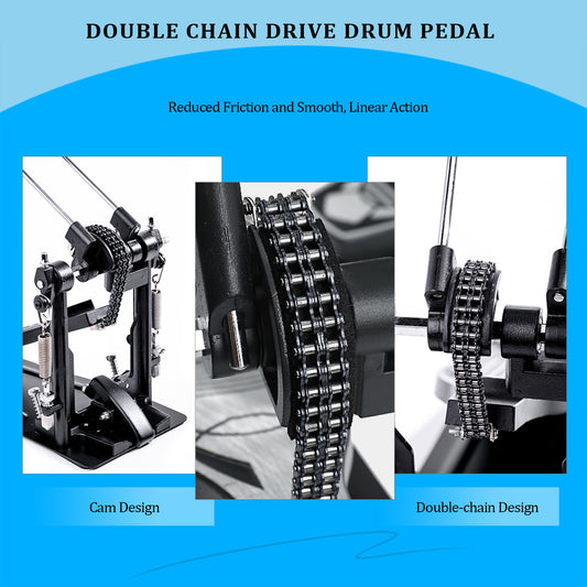 Vaisoeny Double Bass Drum Pedal, Double Chain Kick Drum Pedal (V-SC-ST13)