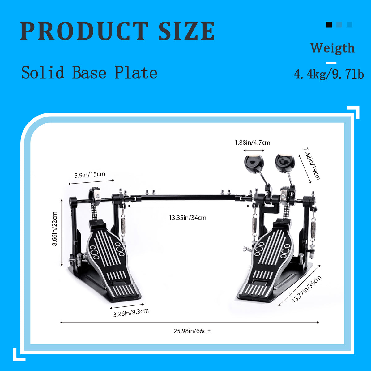Vaisoeny pedal doble de bombo, doble cadena (V-SC-ST13)