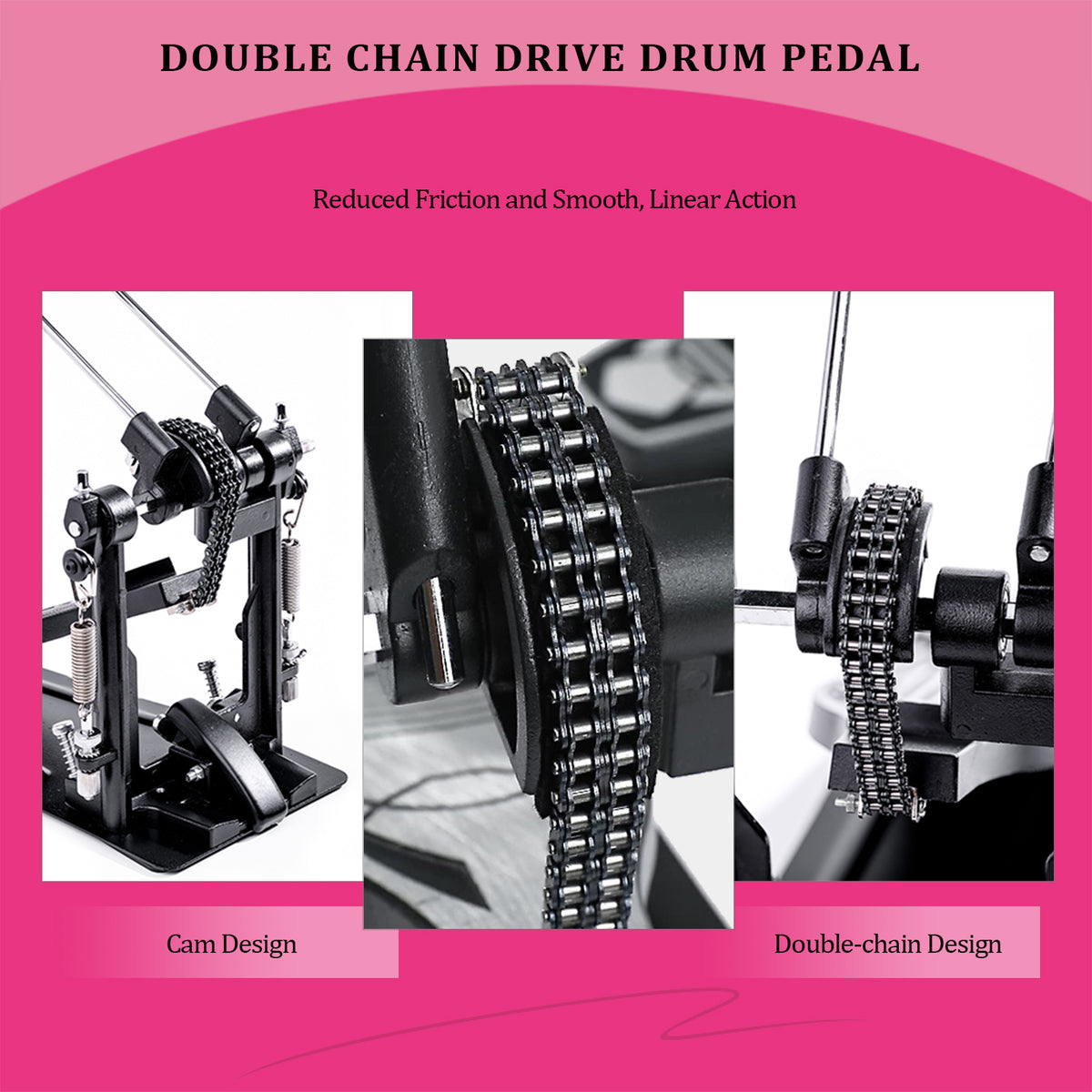 Vaisoeny Doppelpedal für Bassdrum, Doppelkette (V-SC-VZ14)