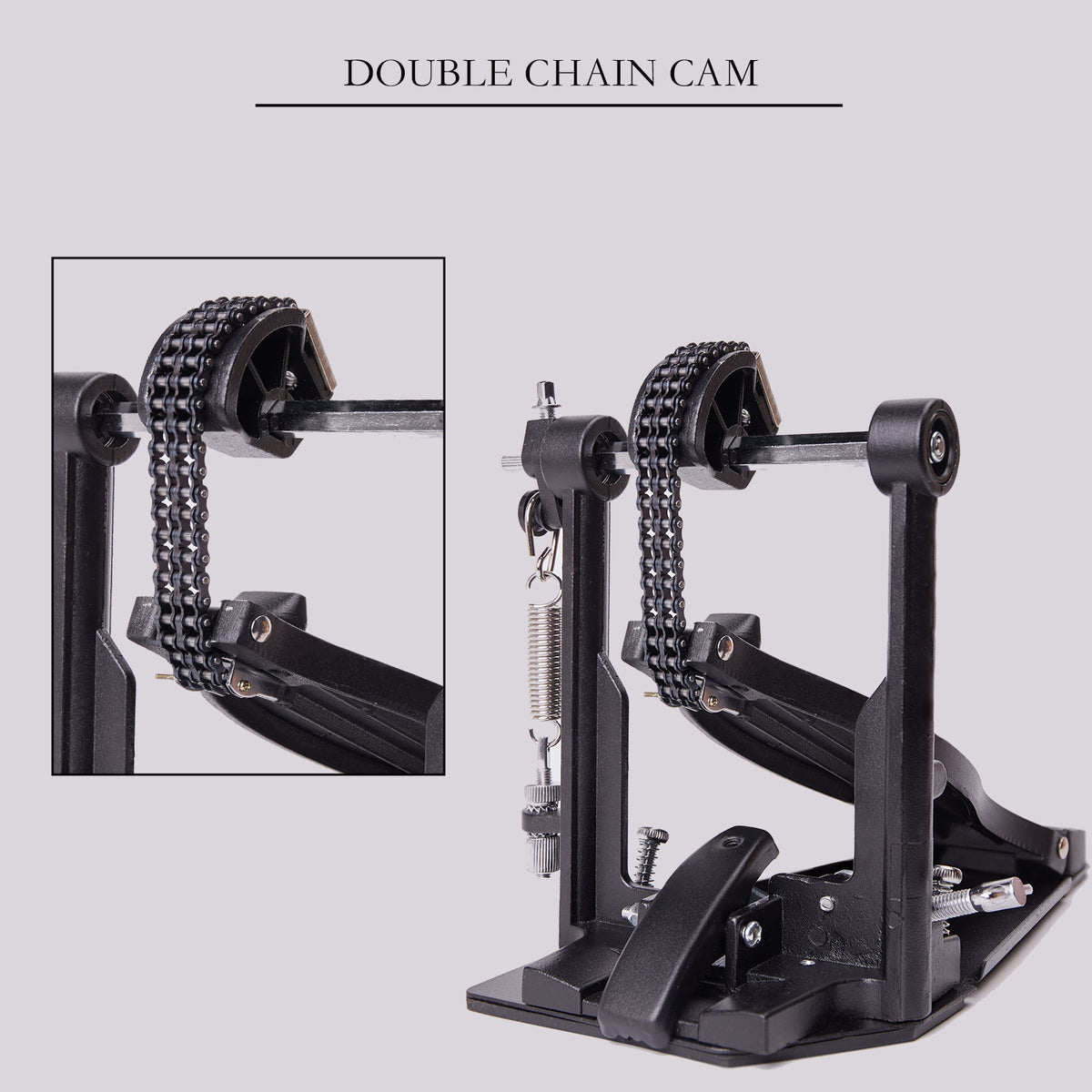 Vaisoeny Doppelpedal für Bassdrum, Doppelkette (V-SC-YQ09)