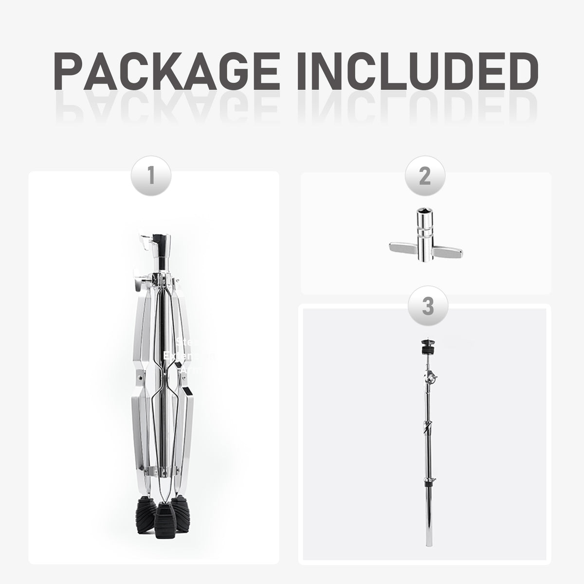Vaisoeny Cymbal Stand, 1" Pipe Diameter Stainless Steel Straight Cymbal Stand, Adjustable Height 29.5" to 59" (V-ZDJ-004)