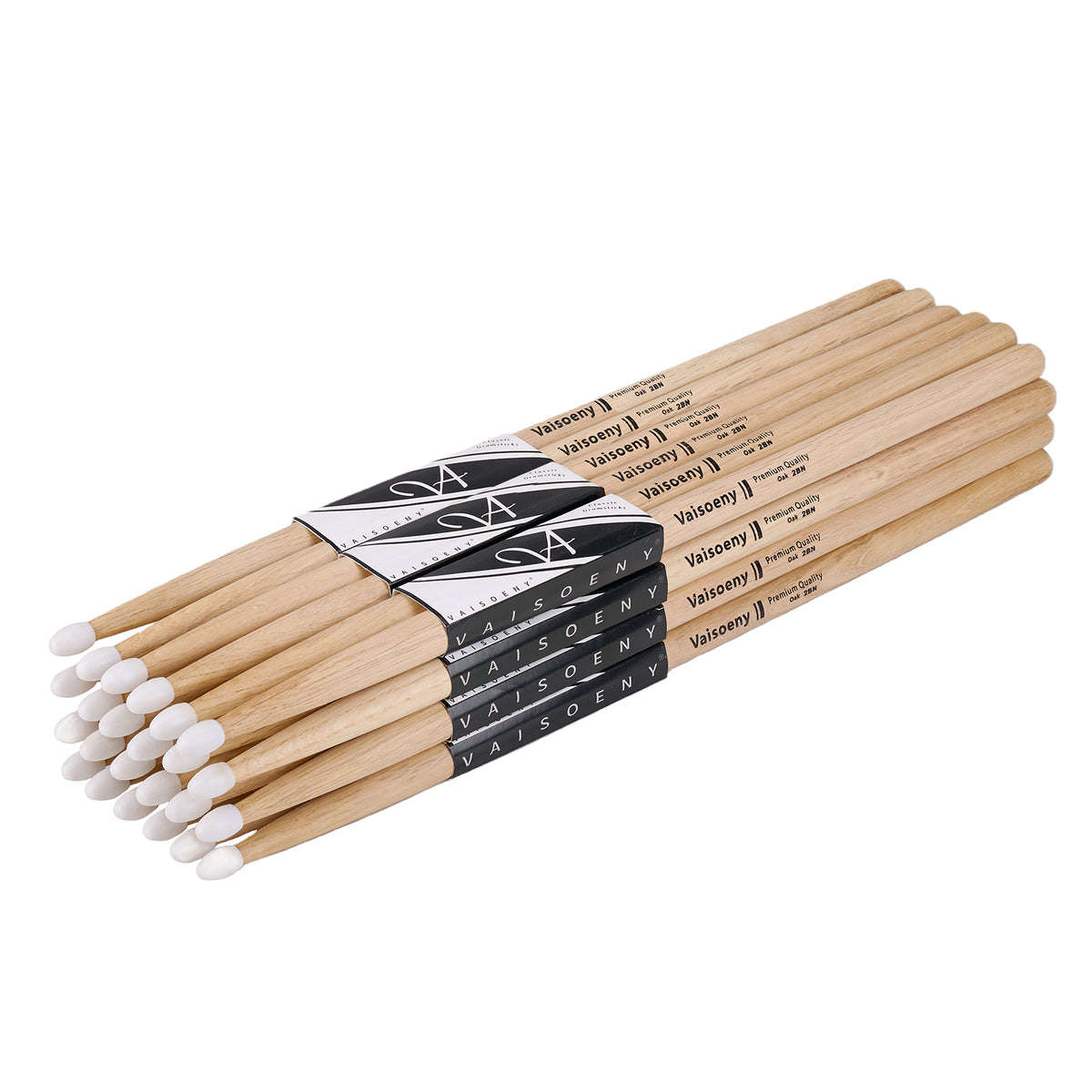 Baguettes de batterie Vaisoeny en chêne, 5A 7A 5B 2B, olive nylon en forme de goutte (12 paires)