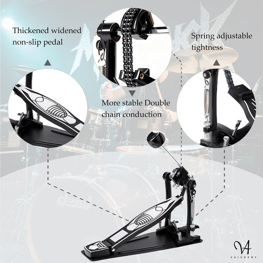 Vaisoeny Bass Drum Pedal, Double Chain Drum Pedal for Drums (V-DC-JKC10)