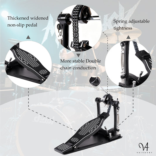 Vaisoeny Bass Drum Pedal, Double Chain Kick Drum Pedal for Drums(V-DC-ST13)