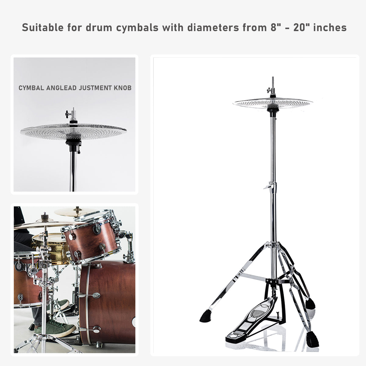 Vaisoeny soporte de charles de acero inoxidable, 1" diámetro del tubo, altura regulable 23.6"–39.3" (V-CC-JKC07)