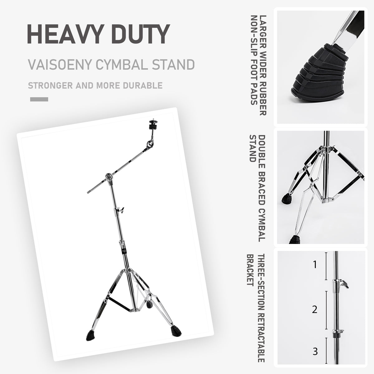Vaisoeny soporte de plato con jirafa de acero inoxidable, 1" diámetro del tubo, altura regulable 29.5"–59" (V-XDJ-003)