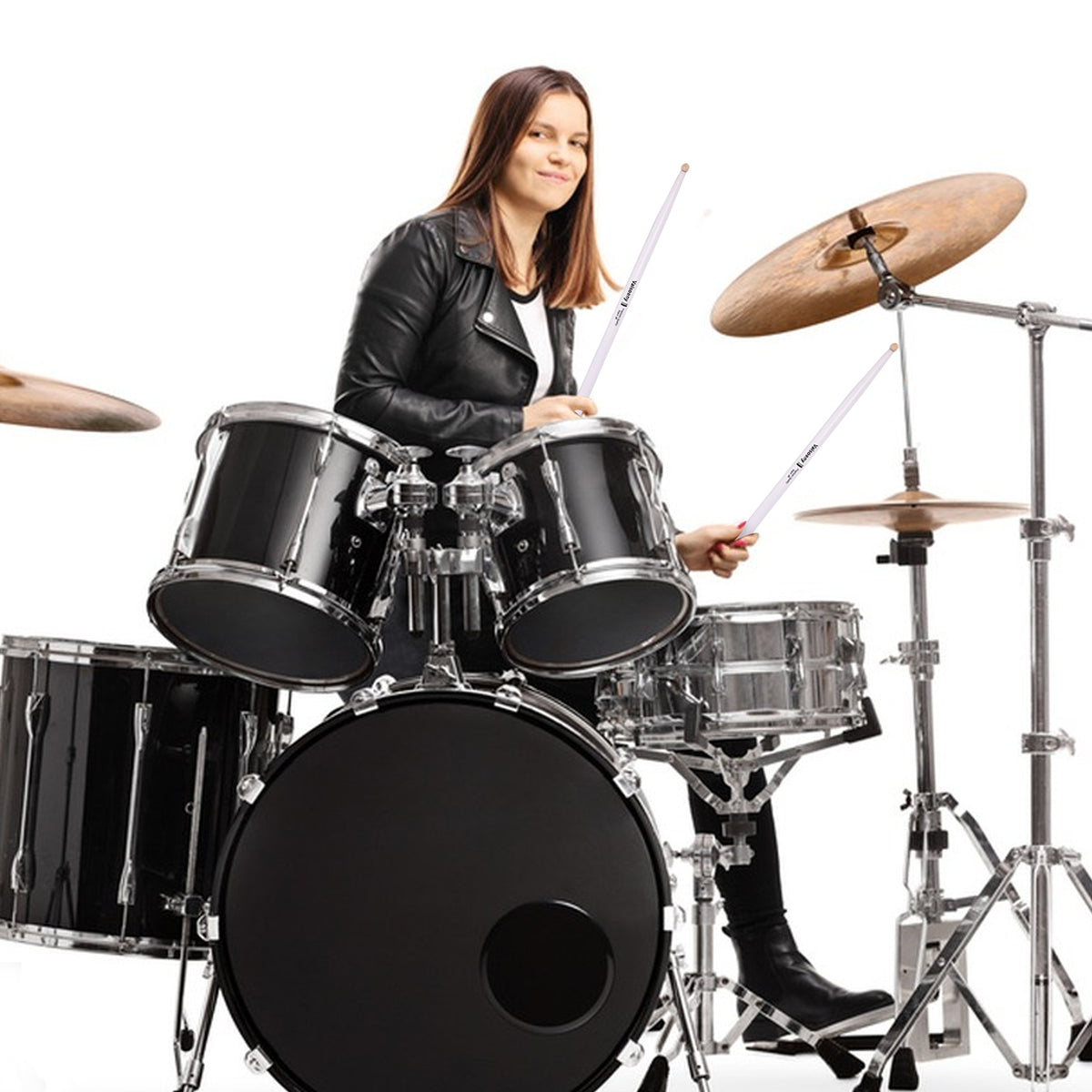 Vaisoeny Drum Sticks, 6 Pairs 5A 7A Lacquered Maple Wood Drum Sticks (Black/White)