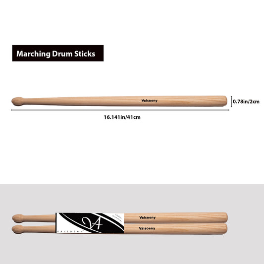 Vaisoeny Marching Drum Sticks, Increase Size Hickory Marching Snare Sticks with Oval Tip
