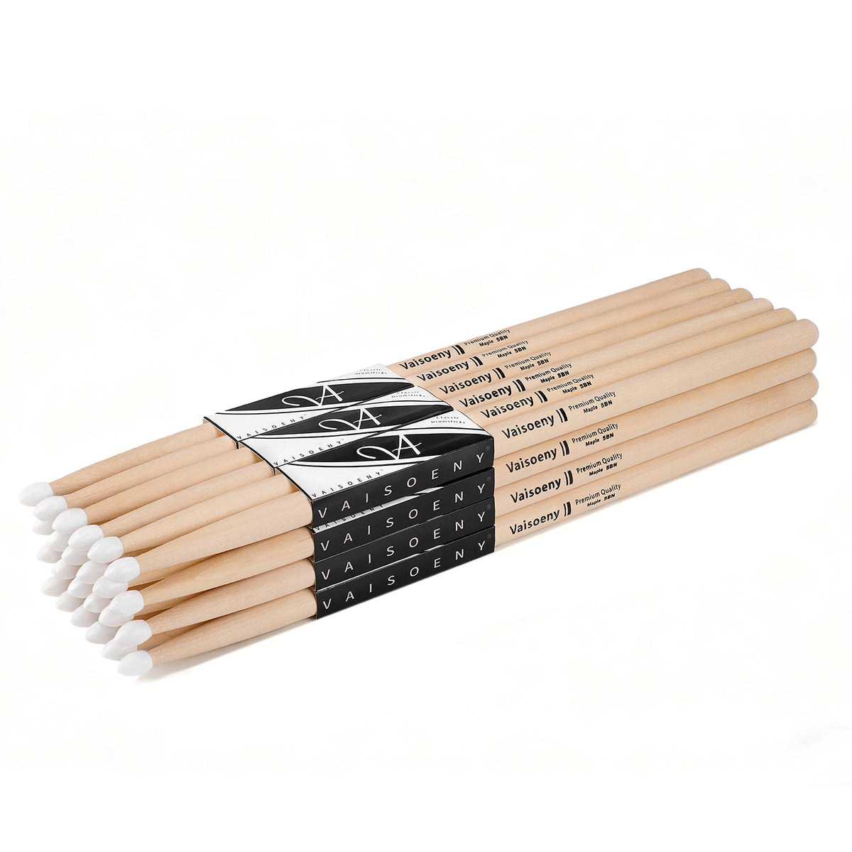 Vaisoeny Drum Sticks, 5A 7A 5B 2B Maple Wood Drumsticks with Teardrop Nylon Tip (12 Pairs)