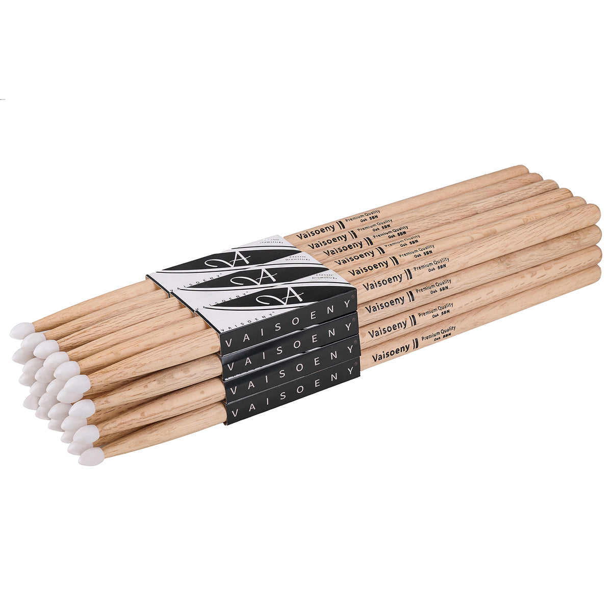 Baguettes de batterie Vaisoeny en chêne, 5A 7A 5B 2B, olive nylon en forme de goutte (12 paires)