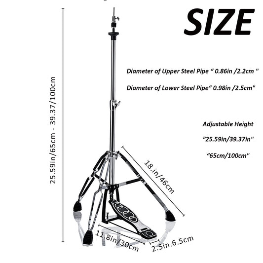 Vaisoeny Hi Hat Stand, 1" Pipe Diameter Stainless Steel High Hat Stand (V-CC-YQ06)