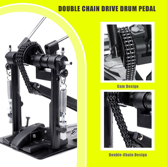 Vaisoeny Double Bass Drum Pedal, Double Chain Kick Drum Pedal (V-SC-JKC10)