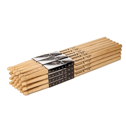 Vaisoeny Drum Sticks, Oak Wood 5A 7A 5B 2B Drumsticks with Teardrop Tip (12 Pairs)