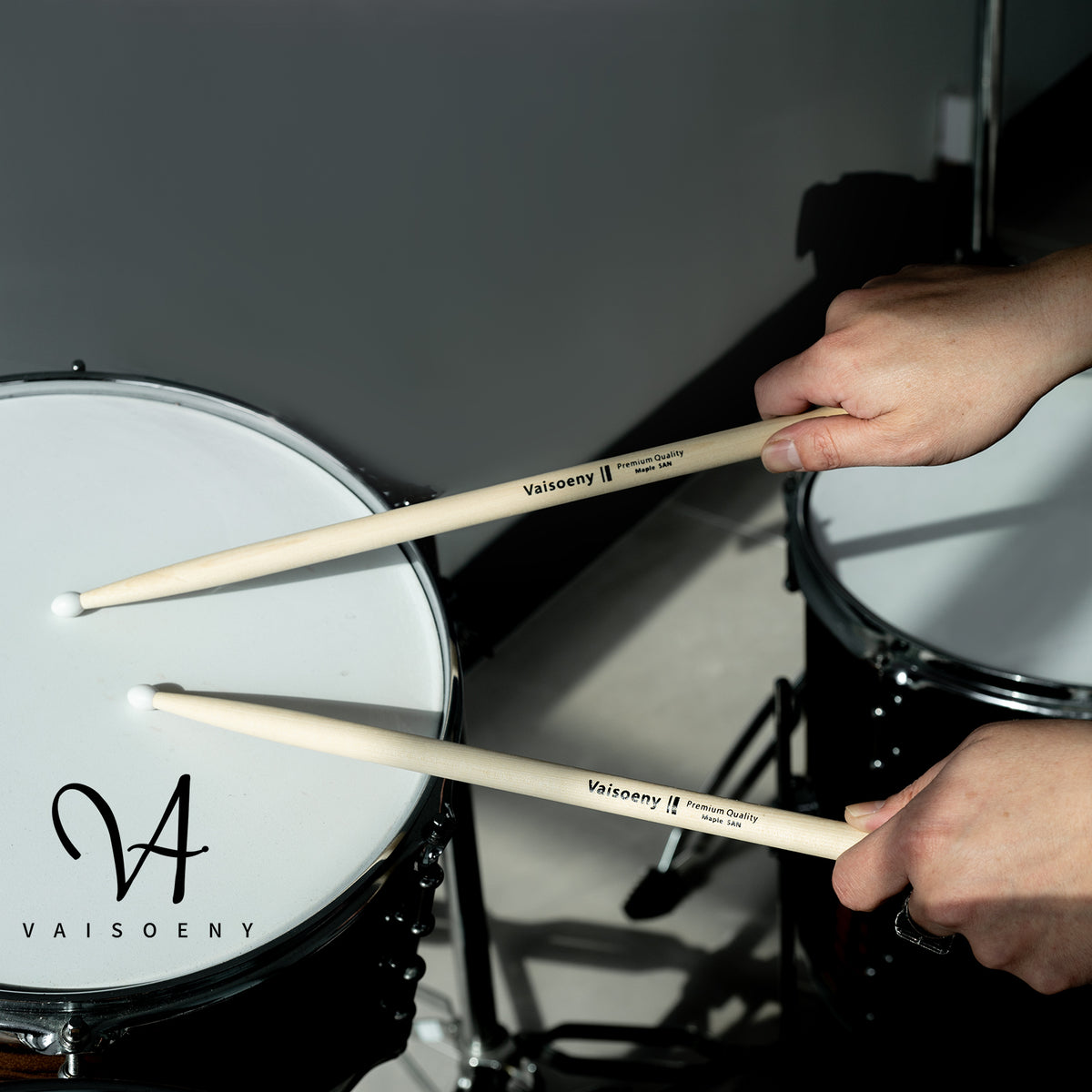 Vaisoeny Drum Sticks, 5A 7A 5B 2B Maple Wood Drumsticks with Teardrop Nylon Tip (12 Pairs)