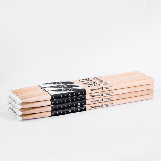 Vaisoeny Drum Sticks, 5A 7A 5B 2B Maple Wood Drumsticks with Teardrop Nylon Tip (12 Pairs)