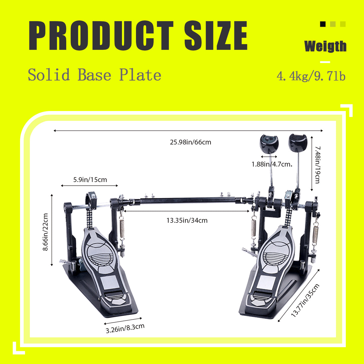 Vaisoeny Doppelpedal für Bassdrum, Doppelkette (V-SC-JKC10)