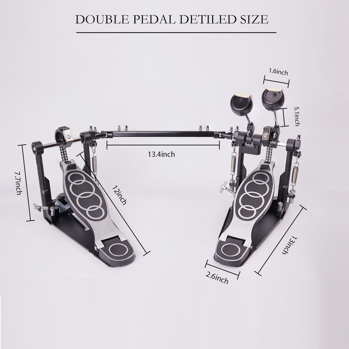 Vaisoeny Doppelpedal für Bassdrum, Doppelkette (V-SC-YQ09)