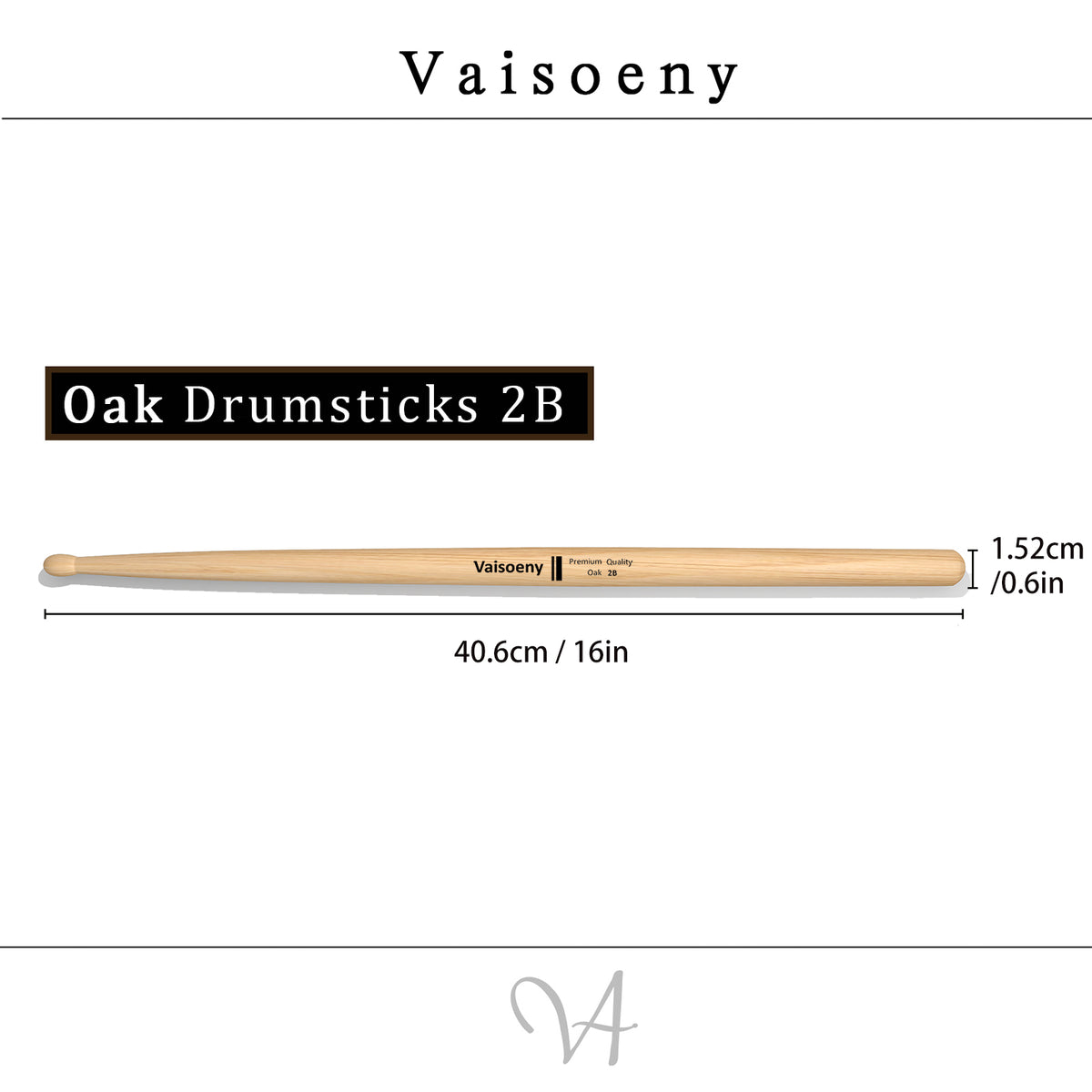 Vaisoeny Drum Sticks, Oak Wood 5A 7A 5B 2B Drumsticks with Teardrop Tip (12 Pairs)