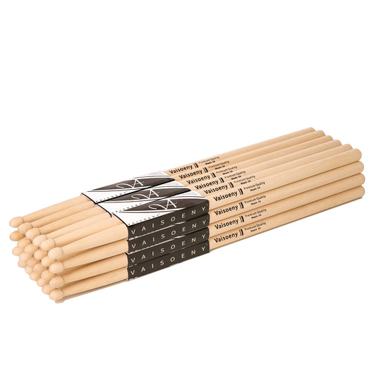 Vaisoeny Drum Sticks, Maple Wood 5A 7A 5B 2B Drumsticks with Teardrop Tip (12 Pairs)