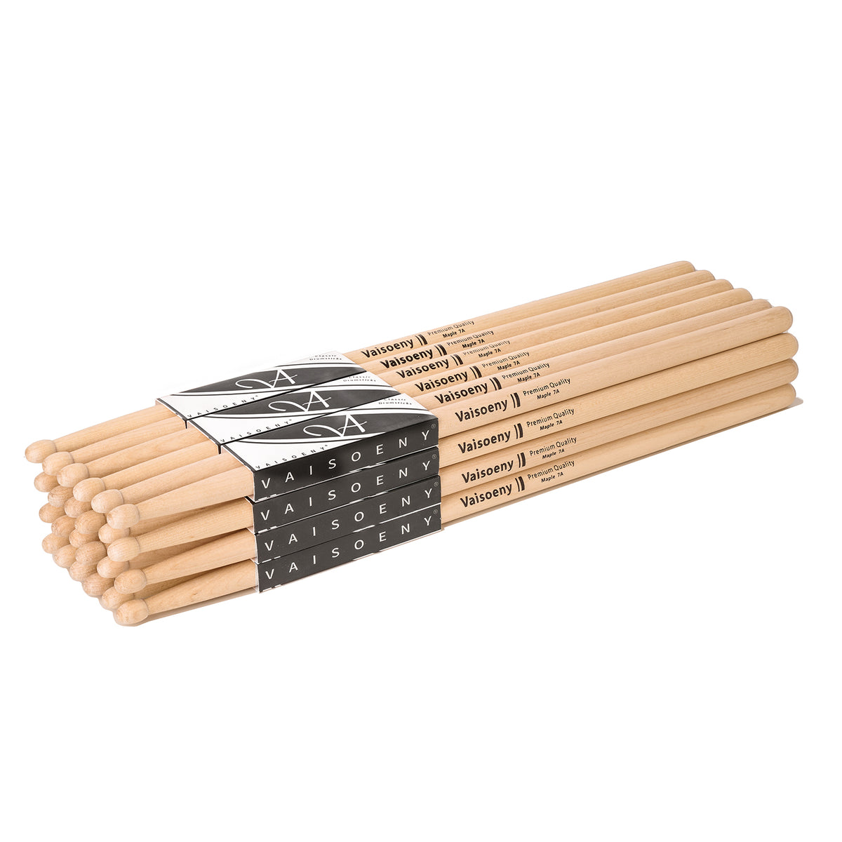 Vaisoeny Drumsticks aus Ahorn, 5A 7A 5B 2B, mit Tropfenspitze (12 Paar)