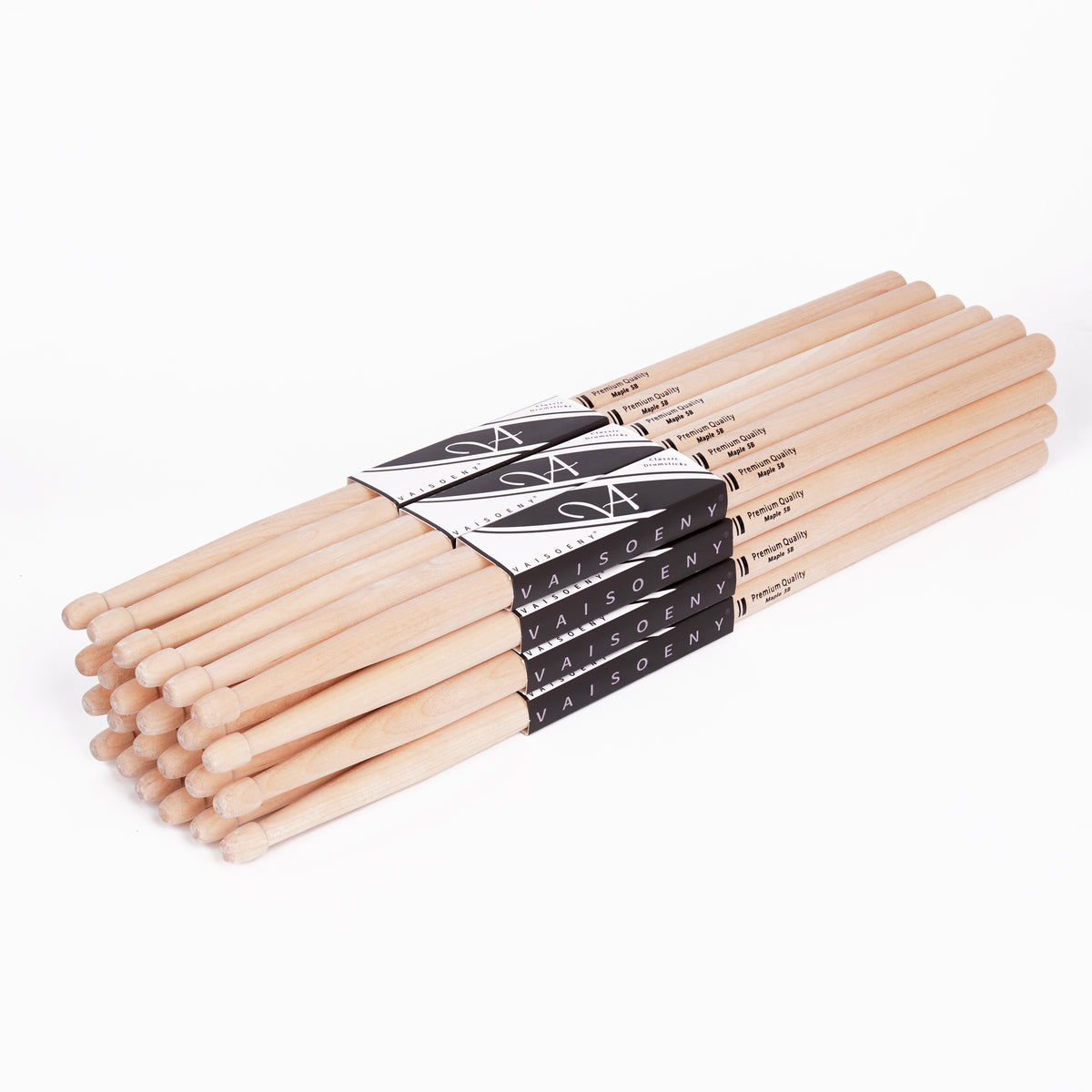 Vaisoeny Drumsticks aus Ahorn, 5A 7A 5B 2B, mit Tropfenspitze (12 Paar)